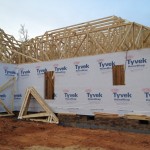 Trusses being set